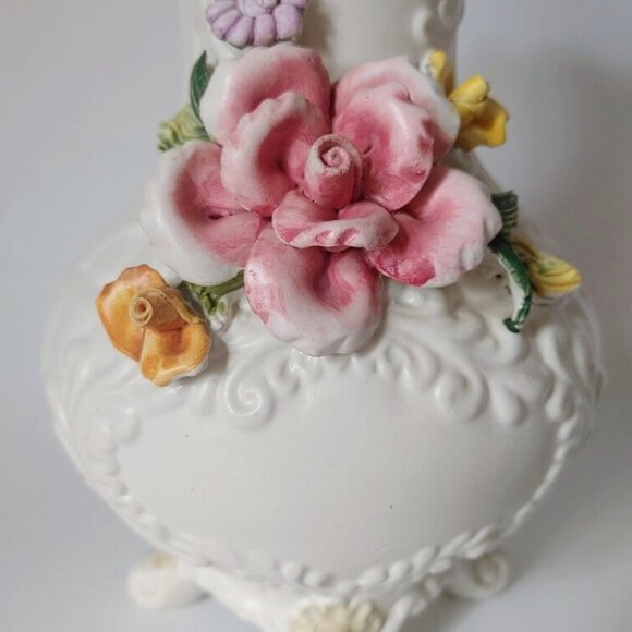 Vintage Capodimonte Italy Rose Floral Vase - Picture 3 of 5